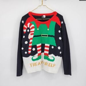 H&M Treat Your Elf Ugly Christmas Sweater Size Large